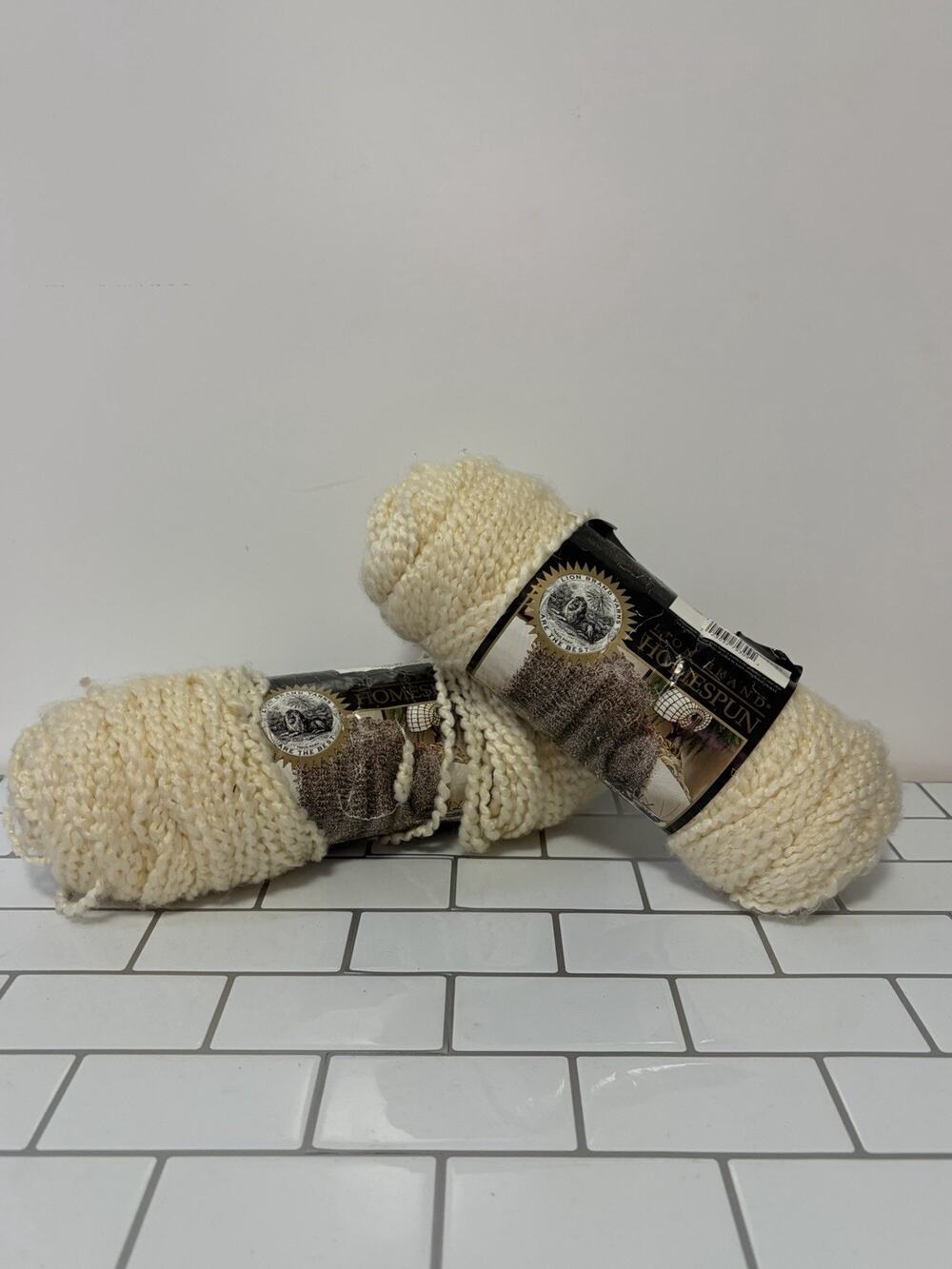 Lion Brand Homespun Textured Bulky #5 Yarn 2 Skein Lot 309 Deco Cream MPN 790